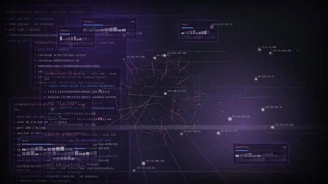 Cyber Security Intrusion Attempt Warning Digital HUD Background Stock Footage 335365495