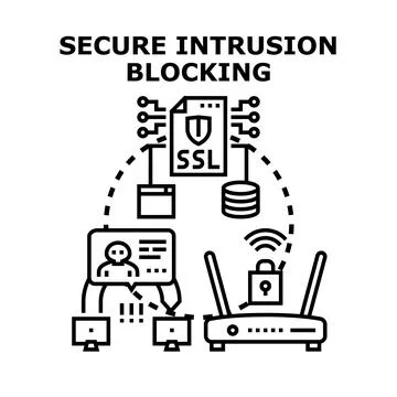 Cyber security intrusion blocking and data protection Stock Illustration