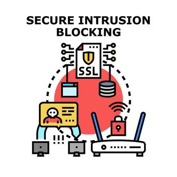 Cyber security intrusion blocking and data protection Stock Illustration