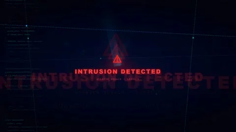 Cyber Security Intrusion Detected Warning Alert on Dark Digital Technology 库存影片 341073039