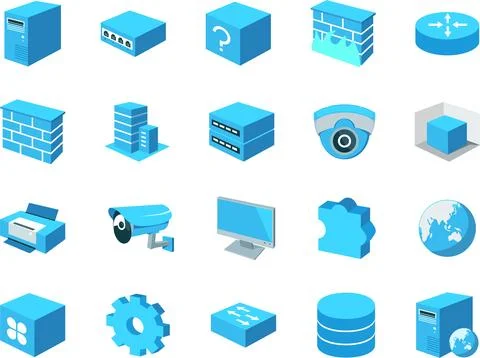 Cyber Security Isometric 3d Vectors Icons Stock Illustration