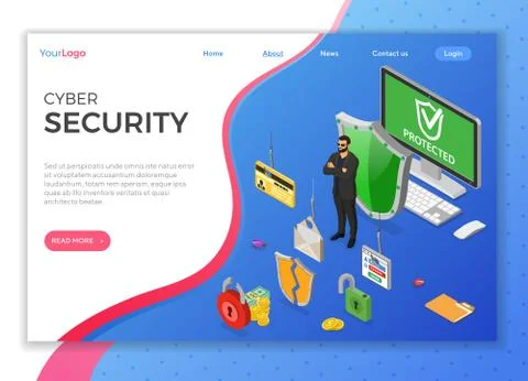 Cyber Security Isometric Concept Stock Illustration