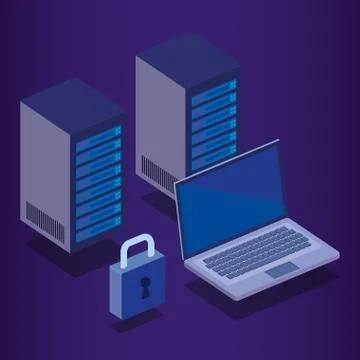 Cyber security isometrics icons Stock Illustration