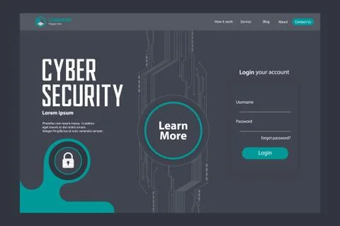 Cyber Security Landing Page Vector Template Design Stock Illustration