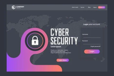 Cyber Security Landing Page Vector Template Design Stock Illustration