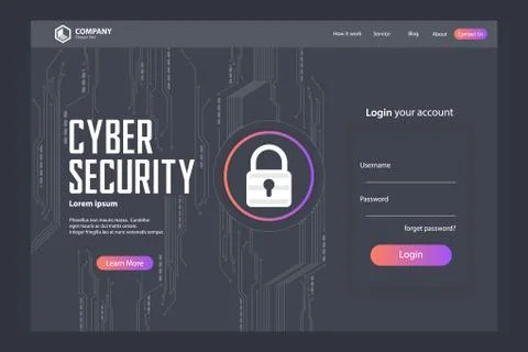 Cyber Security Landing Page Vector Template Design Stock Illustration