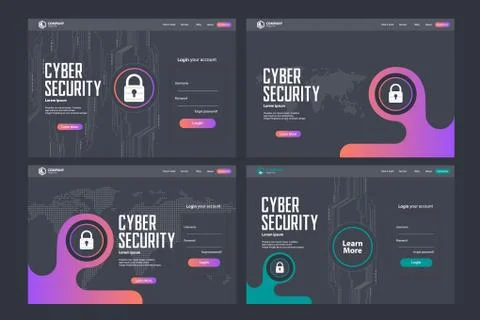 Cyber Security Landing Page Vector Template Design Stock Illustration