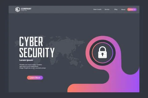 Cyber Security Landing Page Vector Template Design Stock Illustration