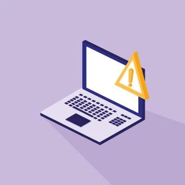 Cyber security with laptop and warning signage Stock Illustration