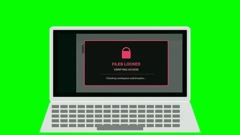 Cyber security laptop screen animation with ransomware alert Stock Footage 346926503