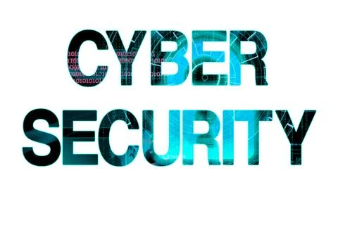Cyber security laser writing on a white background Stock Illustration