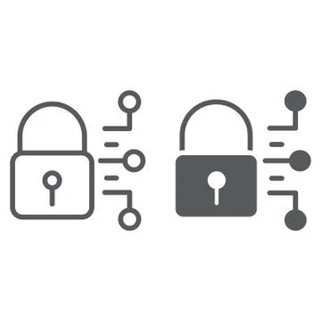 Cyber security line and glyph icon, protection Stock Illustration