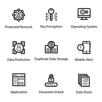 Cyber Security Line Icons Pack Illustrazione stock