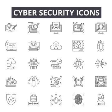 Cyber security line icons for web and mobile design. Editable stroke signs 스톡 일러스트