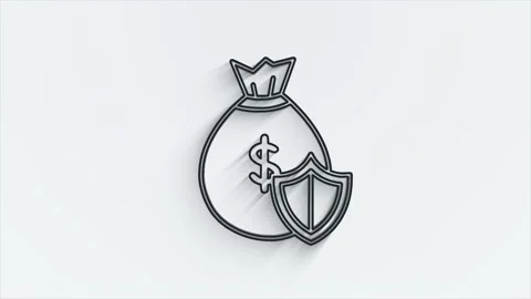 Cyber security line shadow icon with shield and check mark. Security concept Stock Footage 153865177