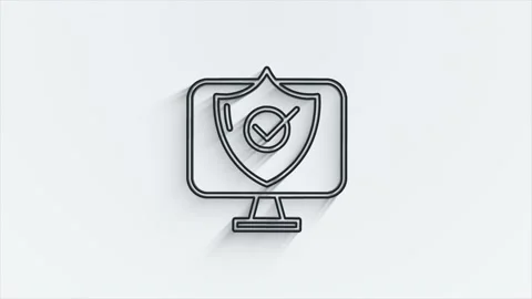 Cyber security line shadow icon with shield and check mark. Security concept 動画素材 153870266