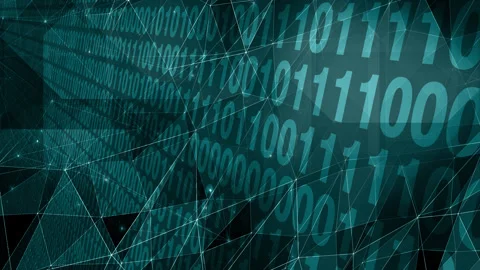 Cyber security lines of binary code and connected lines visualisation in global Stock Footage 260431694