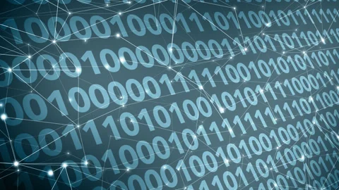 Cyber security lines of binary code and connected lines in technology background Stock Footage 260434937