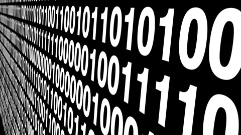 Cyber security lines of binary code on black background representing algorithm Video stock 260476178