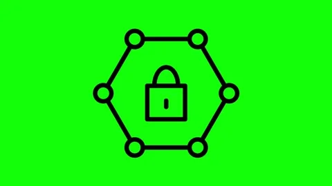 Cyber security lock icon animation with pulsing motion on green screen backgroun Stock Footage 330397544