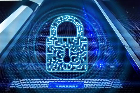 Cyber Security lock icon Information Privacy Data Protection internet and T.. Stock Photos