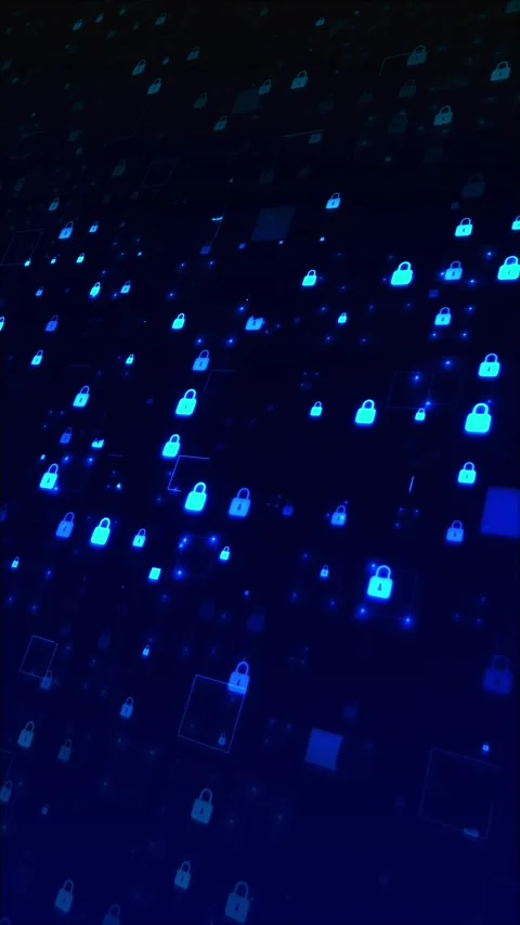 Cyber Security Lock Icons Digital Data Protection Background Stock Footage 341364367