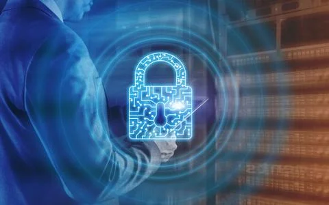 Cyber Security lock Privacy Data Protection internet and Technology concept. Foto stock