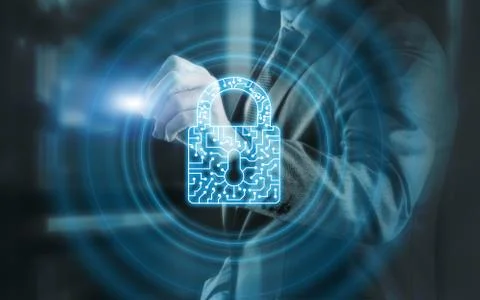 Cyber Security lock Privacy Data Protection internet and Technology concept. Stock-Fotos