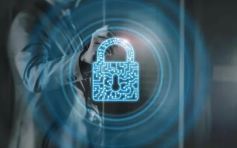 Cyber Security lock Privacy Data Protection internet and Technology concept. Foto stock