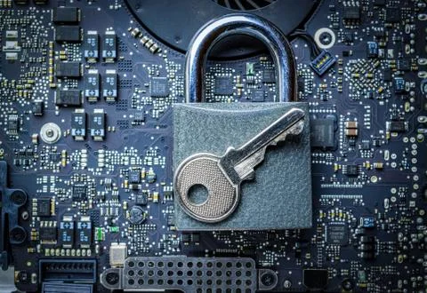 Cyber security lock. Security computer Data Internet protection with lock, key Foto stock