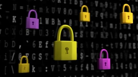 Cyber security locks in internet space - Cybersecurity concept Stock Illustration