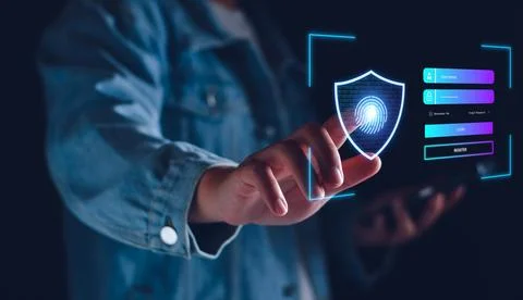 Cyber security login. user privacy security and encryption, secure internet a Stock Photos