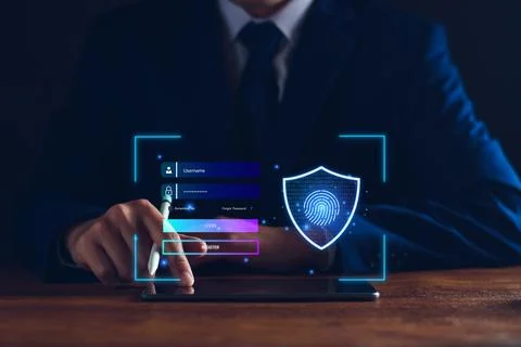 Cyber security login. user privacy security and encryption, secure internet.. Stock Photos