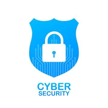 Cyber security logo with shield and check mark. Security shield concept. Inte 스톡 일러스트
