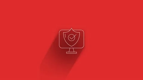 Cyber security long shadow icon with shield and check mark. Security concept Stock Footage 153799643