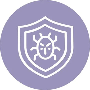Cyber security malware shield flat graphic Illustration