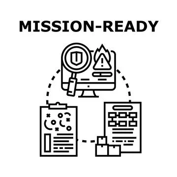 Cyber security mission ready concept with data protection Illustrazione stock