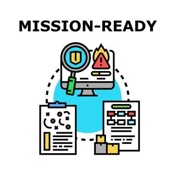 Cyber security mission ready concept with data protection Illustrazione stock