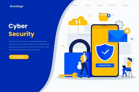 Cyber security modern flat illustration landing page Stock Illustration