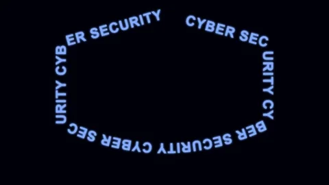 Cyber Security Neon Glowing Text Animated Hexagonal Frame Loop Black Background Video stock 332695160