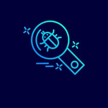Cyber security neon icon with blue background Illustrazione stock