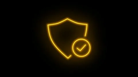 Cyber Security Neon Shield Icon with Flickering Effect  Glowing Protection S Stock Footage 317693000