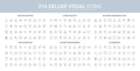 Cyber security of network and web services, online shopping and programming line イラスト素材