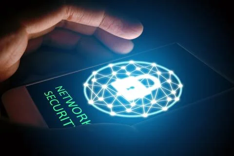 Cyber security network concept, Man protect network in smartphone. Stock Photos