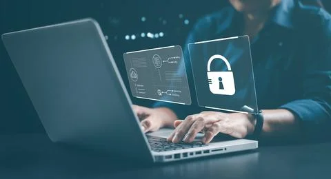 Cyber security network. Cybersecurity concept Global network security techn.. Stock Photos