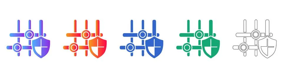 Cyber Security Network Grid Icons Stock Illustration