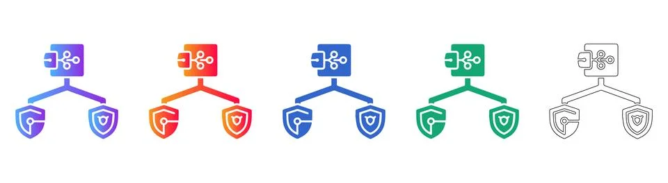 Cyber Security Network Icon Set Illustrazione stock