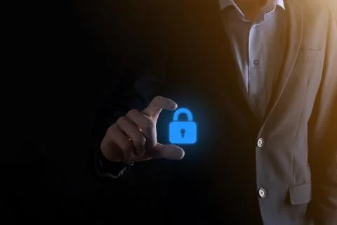 Cyber security network. Padlock icon and internet technology networking. Busi Stock Photos