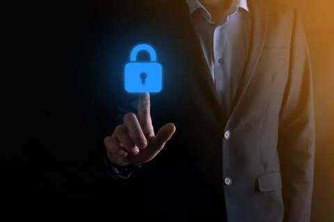 Cyber security network. Padlock icon and internet technology networking. Busi 写真素材