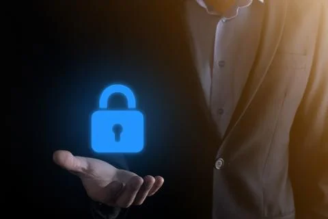 Cyber security network. Padlock icon and internet technology networking. Busi Foto stock